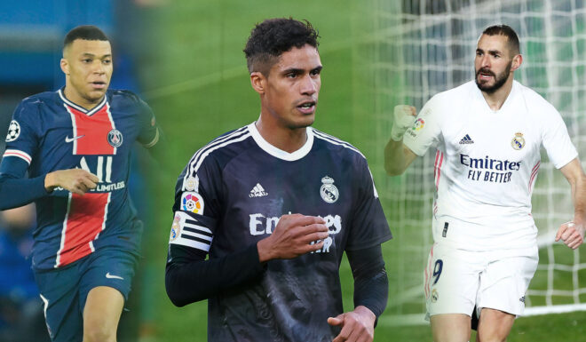 Karim Benzema Raphael Varane Kylian Mbappe