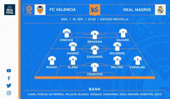 Real Madrids Startelf gegen den FC Valencia