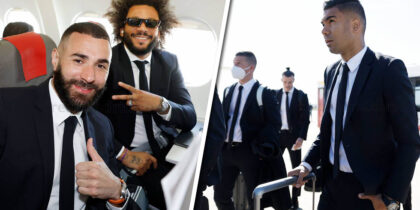 reise flugzeug anzug benzema marcelo casemiro