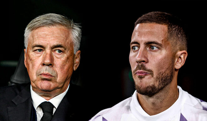 Carlo Ancelotti Eden Hazard Real Madrid Carlo Ancelotti Eden Hazard Real Madrid