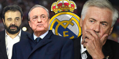 Carlo Ancelotti Florentino Pérez José Ángel Sánchez Real Madrid