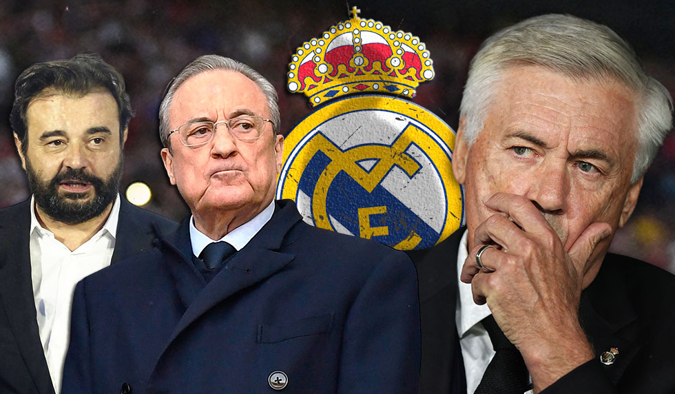 Carlo Ancelotti Florentino Pérez José Ángel Sánchez Real Madrid