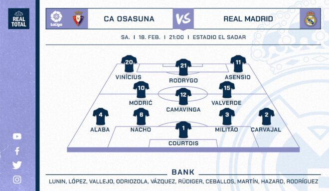 Real Madrid voraussichtliche Startelf gegen CA Osasuna Real Madrid voraussichtliche Startelf gegen CA Osasuna