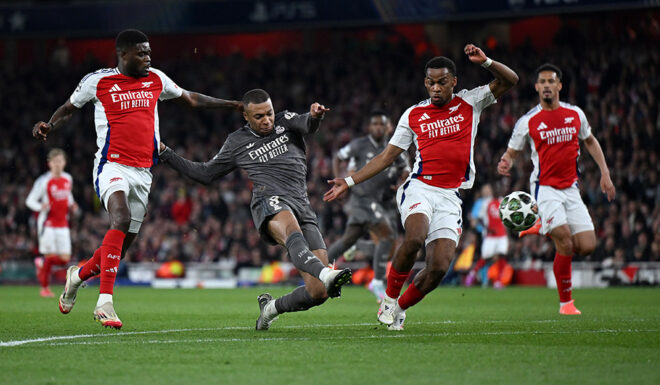 Kylian Mbappé Arsenal FC v Real Madrid C.F. - UEFA Champions League 2024/25 Quarter Final First Leg