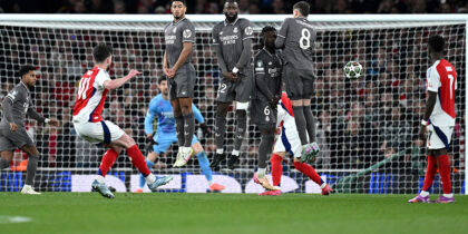 Declan Rice Arsenal FC v Real Madrid C.F. - UEFA Champions League 2024/25 Quarter Final First Leg